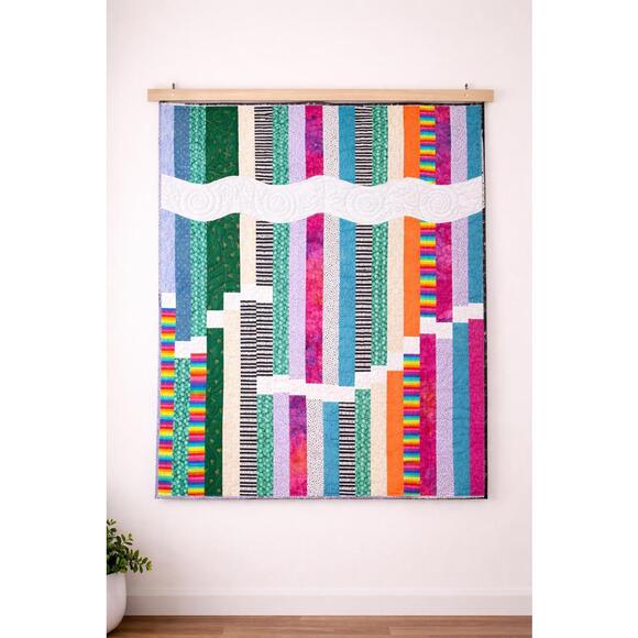 Colorful Striped Handmade Quilt 48 x 39 inches